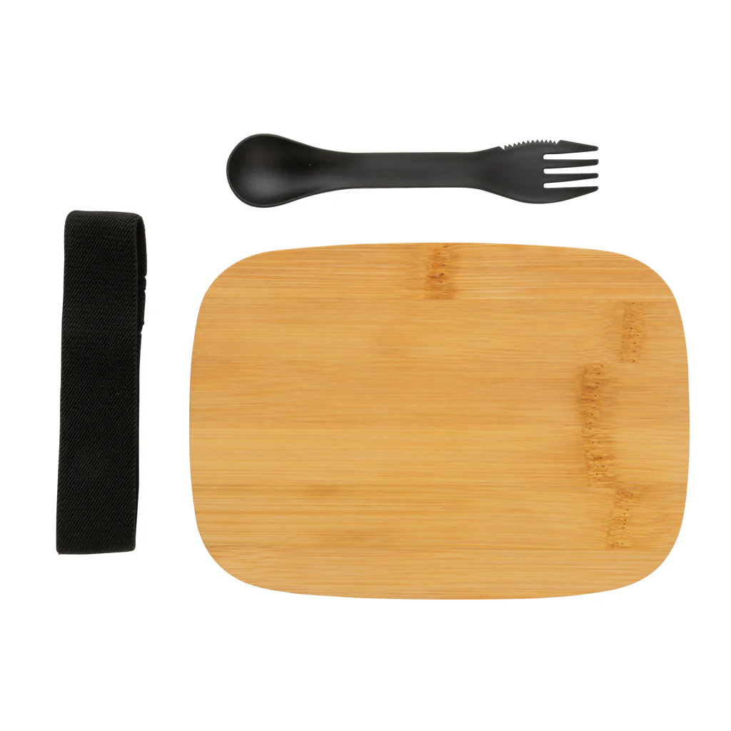 Stainless steel lunchlåda med bambulock och skedgaffel - Bild 6